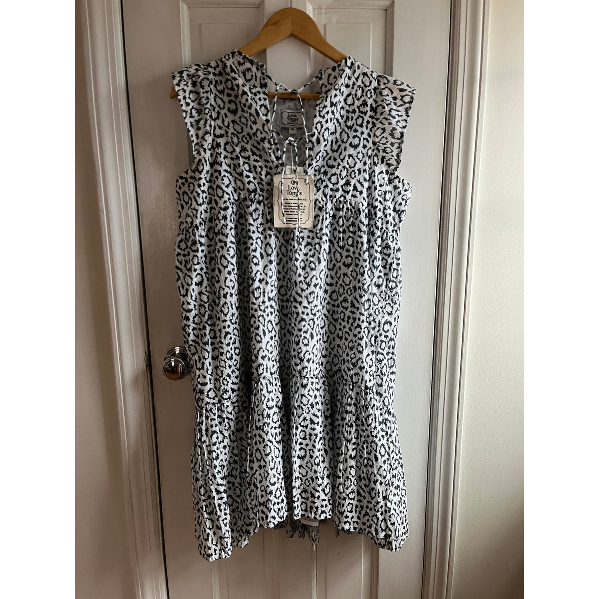 Love Tomas Emerson Fry Angel Dress Organic Cotton Hand Block Print M/L NWT